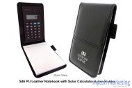 PU Leather Notebook with Solar Calculator & Pen Holder